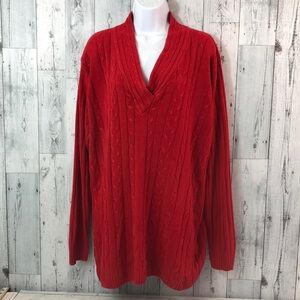 Yarnworks Vintage Cable Knit Red Sweater Tall Extra Large